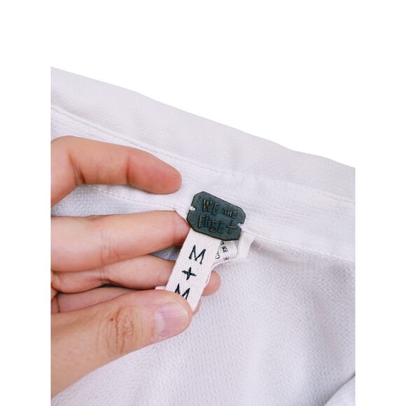 Free People White Sheer Sleeveless Button Down Collar Top Medium Light Academia - Picture 5 of 5